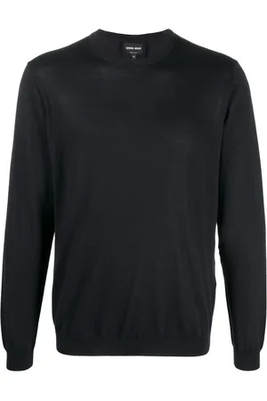 Giorgio Armani Stickade tröjor & koftor, Herr, 4Xl, Bomull, Elegant Blå Herr Sweatshirt