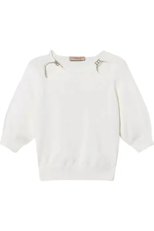 Twin-Set Stickade tröjor & koftor, Dam, S, Cut Out Oval T-Shirt