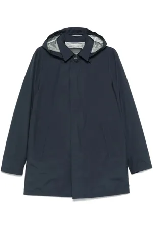 HERNO Jacka, Herr, XL, Nylon, Blå Gore-Tex Kappa med Avtagbar Huva