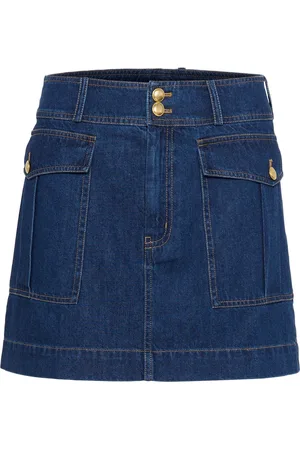 Part Two Kjol, Dam, XL, Denim, Denimkjol Mörk Vintage Stil