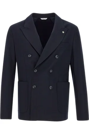 Manuel Ritz Jacka, Herr, L, Polyester, Blå Viskos Blazer Slim Fit