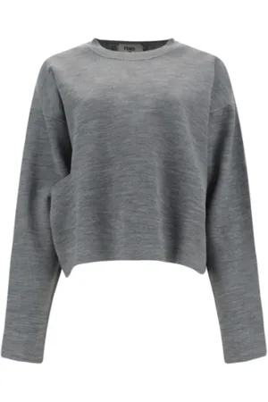 Fendi Sweatshirts & Hoodies, Dam, S, Monokrom Ull Crop Jumper