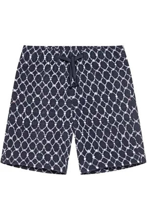 Orlebar Brown Badkläder, Herr, L, Bomull, Midnight Navy Geo Tile Stickade Shorts