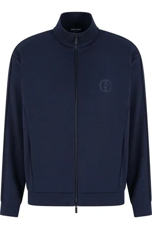 Giorgio Armani Sweatshirts & Hoodies, Herr, L, Nattblå Blousonjacka