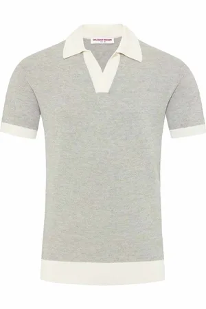 Orlebar Brown Topp, Herr, 2Xl, Bomull, Vit Sand Polo Skjorta