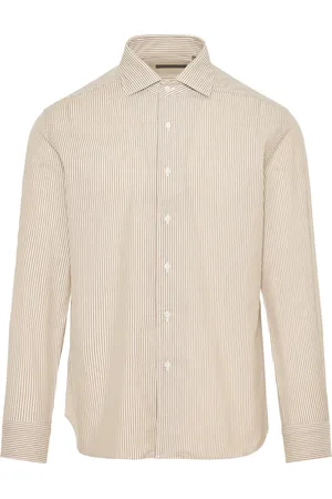corneliani Skjorta, Herr, 2Xl, Bomull, Randig bomull silke skjorta tillverkad i Italien
