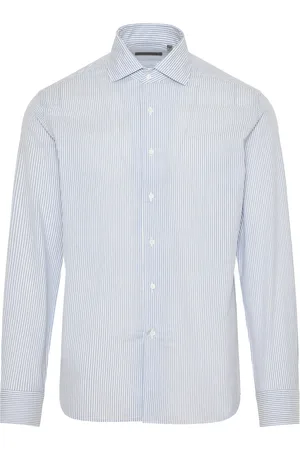 corneliani Skjorta, Herr, 3Xl, Bomull, Randig bomull silke skjorta tillverkad i Italien