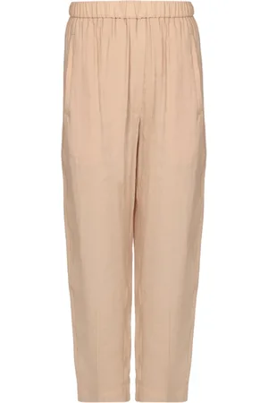 TELA Byxor, Dam, M, Polyester, Raka creponbyxor med elastisk midja