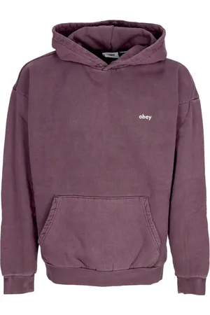 Obey Sweatshirts & Hoodies, Herr, L, Bomull, Huvtröja Fleece Sweatshirt Plommon