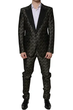 Dolce & Gabbana Kostym, Herr, S, Svart Stjärnor Jacquard Slim Fit Kostym