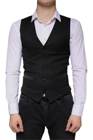 Dolce & Gabbana Kostym, Herr, S, Polyester, Svart Ull Formell Västklänning