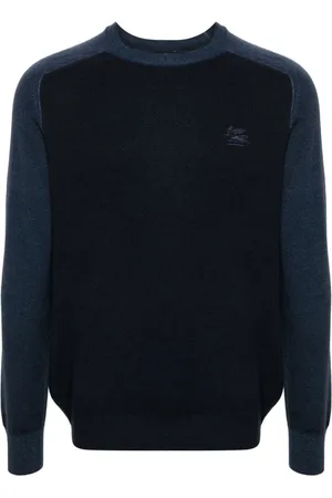 Etro Stickade tröjor & koftor, Herr, S, Blå Bicolor Ulltröja