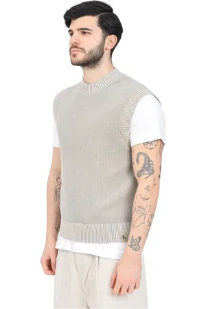 Calvin Klein Stickade tröjor & koftor, Herr, L, Bomull, Bomull Stickad Ärmlös Gilet