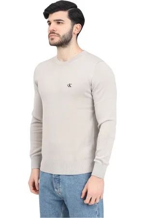 Calvin Klein Stickade tröjor & koftor, Herr, XL, Essentiell Svart Slim Fit Tröja
