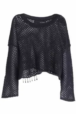 ISABEL BENENATO Stickade tröjor & koftor, Dam, M, Svart Säkerhetsnål Tröja Oversized