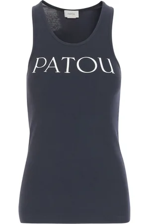 Patou Topp, Dam, L, Bomull, Logo Tank Top Navy White Cotton