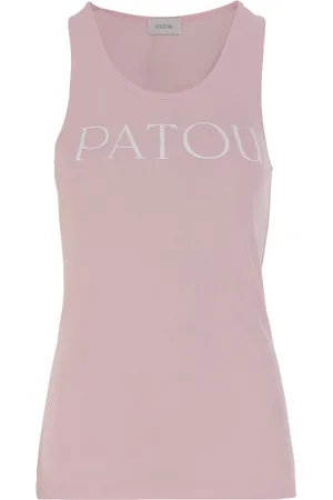 Patou Topp, Dam, M, Bomull, Logo Tank Top Rosa Vit Bomull