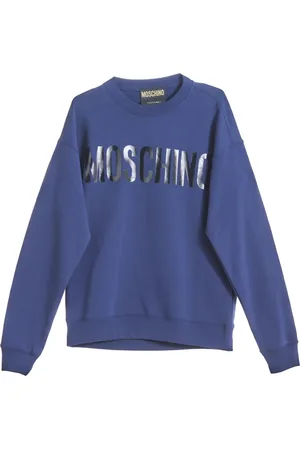 Moschino Sweatshirts & Hoodies, Herr, M, Bomull, Blå Logo Sweatshirt Rundhals 100% Bomull