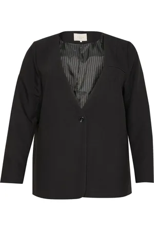 Kaffe Jacka, Dam, 5Xl, Svart Djup Blazer Jacka Stilfull