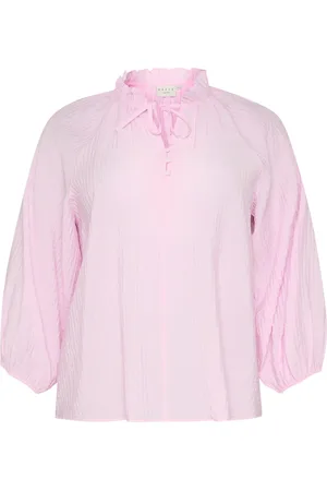 Kaffe Blusar & Skjortor , Dam, 7Xl, Blus med blommigt mönster och volangdetalj