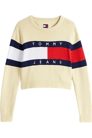 Tommy Hilfiger Stickade tröjor & koftor, Dam, L, Bomull, Färgblock Tröja