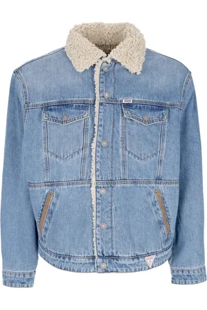 Guess Jacka, Herr, L, Denim, Vintage Denim Jacket med Sherpa Krage