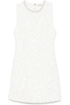 ALICE+OLIVIA Klänning, Dam, S, Vit Paljettklänning