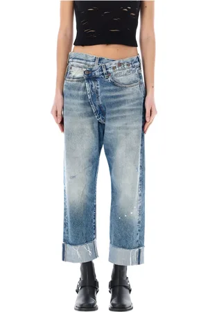 R13 Jeans, Dam, W28, Bomull, Blå Casual Jeans Oversize Stil