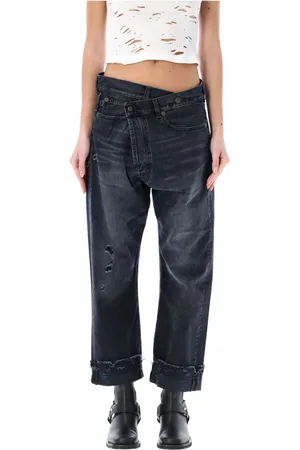 R13 Jeans, Dam, W26, Bomull, Svarta avslappnade jeans med oversize-stil