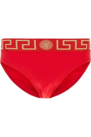 VERSACE Badkläder, Herr, M, Nylon, Röd stretch nylon simbaddräkt