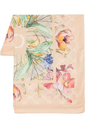Twin-Set Accessoarer, Dam, ONE Size, Beige Mix Print Halsduk