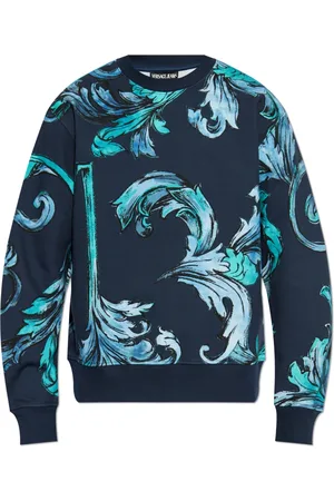VERSACE Sweatshirts & Hoodies, Herr, M, Bomull, Sweatshirt med Outline Barocco print
