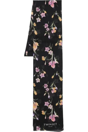 Twin-Set Accessoarer, Dam, ONE Size, Blommigt Halsduk MultiFärgad Rektangulär Form