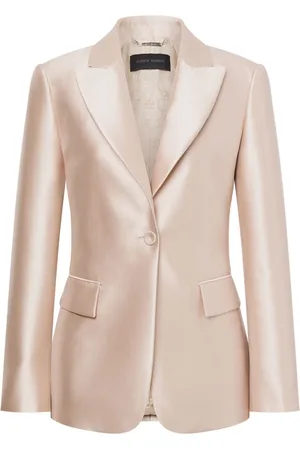 Alberta Ferretti Jacka, Dam, S, Elegant Mikado Blazer i Elfenben