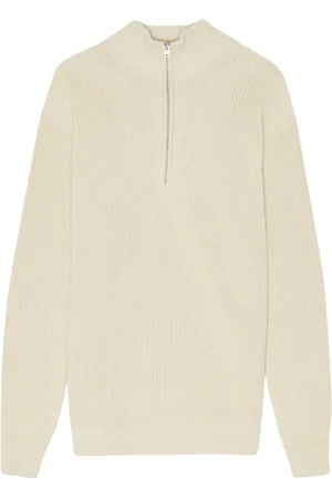 NN.07 Stickade tröjor & koftor, Herr, M, Bomull, Half Zip Sweater i Ivory