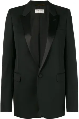 Saint Laurent Jacka, Dam, L, Rör Tuxedo Jacka I Grain De Poudre