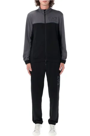 EA7 Sport, Herr, S, Polyester, Svart Stickat Logo Tracksuit Aw24