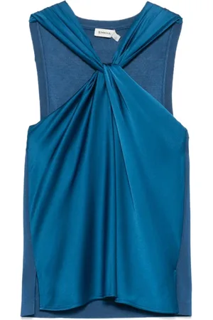 Simkhai Topp, Dam, S, Polyester, Marin Ärmlös Stickad Satintopp