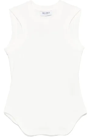 The Attico Topp, Dam, M, Vit broderad logotyp Crew Neck Top