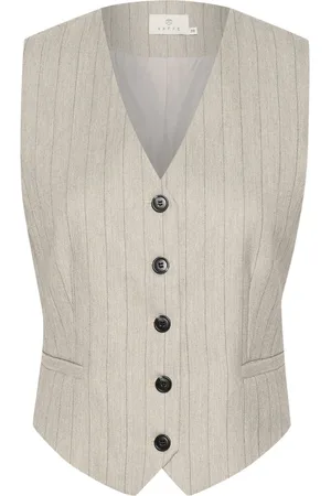 Kaffe Jacka, Dam, M, Polyester, Grå Pinstripe Väst Kakaysa Stil