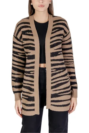 JACQUELINE DE YONG Stickade tröjor & koftor, Dam, L, Polyester, Leopardmönstrad Stickad Tröja