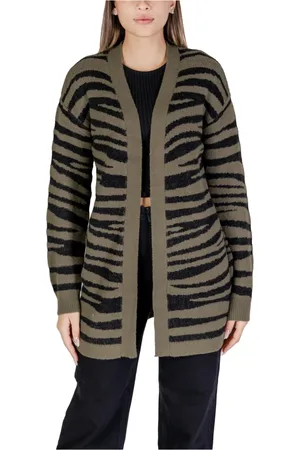 JACQUELINE DE YONG Stickade tröjor & koftor, Dam, L, Polyester, Leopard Stickad Tröja Grön Höst/Vinter
