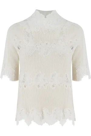 ERMANNO SCERVINO Stickade tröjor & koftor, Dam, S, Blommig Spets Hög Hals Tröja