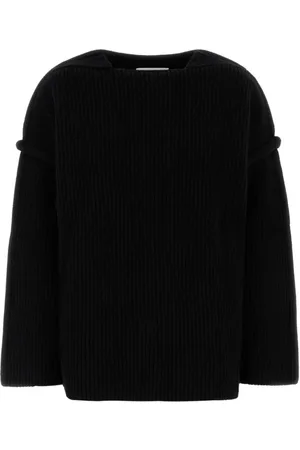 Jil Sander Stickade tröjor & koftor, Dam, XS, Stilren svart ulltröja