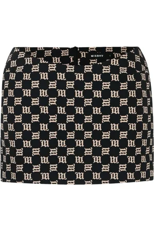 MISBHV Kjol, Dam, M, Monogram Minikjol Svart/Beige
