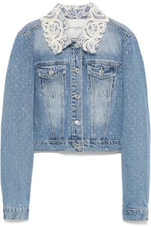 ERMANNO SCERVINO Jacka, Dam, S, Denim, Blå denimjacka med strassapplikationer