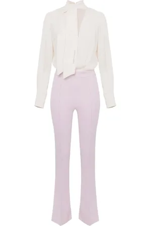 Elisabetta Franchi Jumpsuits & Playsuits, Dam, L, Viskos Jumpsuit med Georgette Skjorta