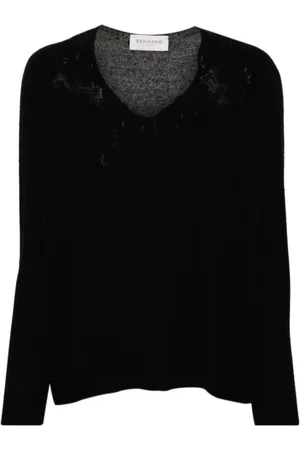 ERMANNO SCERVINO Stickade tröjor & koftor, Dam, S, Svart V-ringad tröja