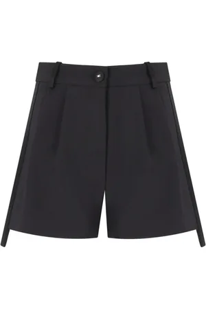 Elisabetta Franchi Shorts, Dam, M, Polyester, Svarta Smoking Shorts med Gyllene Logotyp