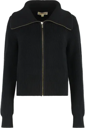 Michael Kors Stickade tröjor & koftor, Dam, L, Bomull, Räfflad Stickad Dragkedja Cardigan